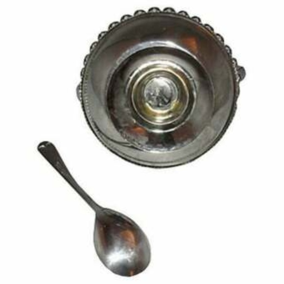 English Silver-Plate Dish w/ Spoon - Picture 4 of 4